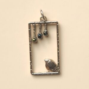 Vintage crystal Swarovski bird pendant charm silver 1 1/2"